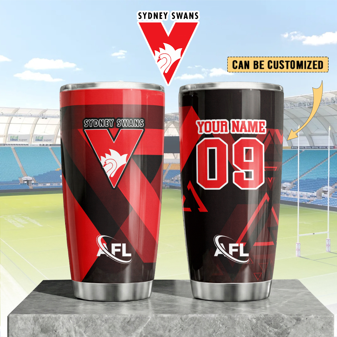 Auspiritmerch Sydney Swans Custom Stanley Quencher 20oz Stainless Steel Tumbler
