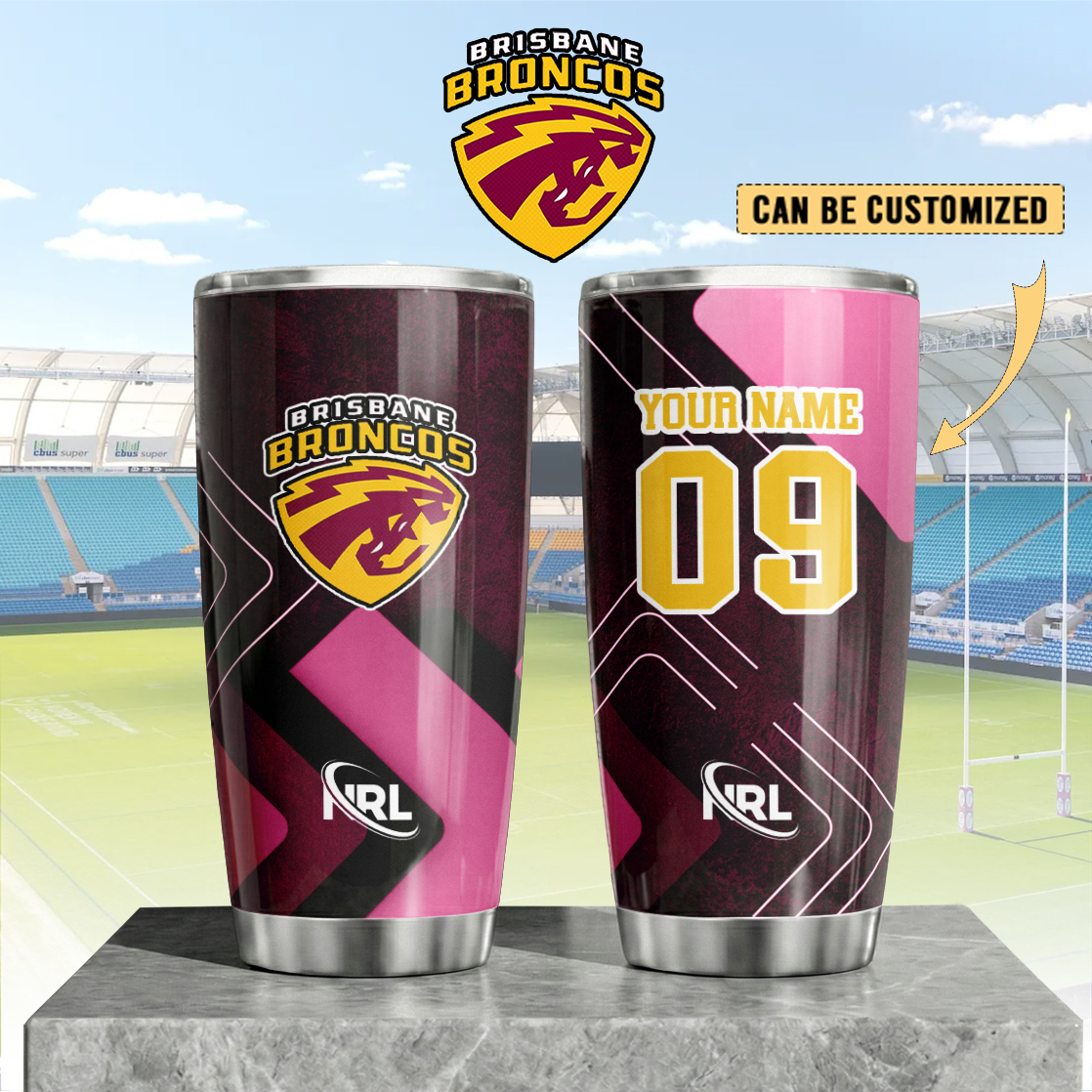 Auspiritmerch Brisbane Broncos Custom Stanley Quencher 20oz Stainless Steel Tumbler