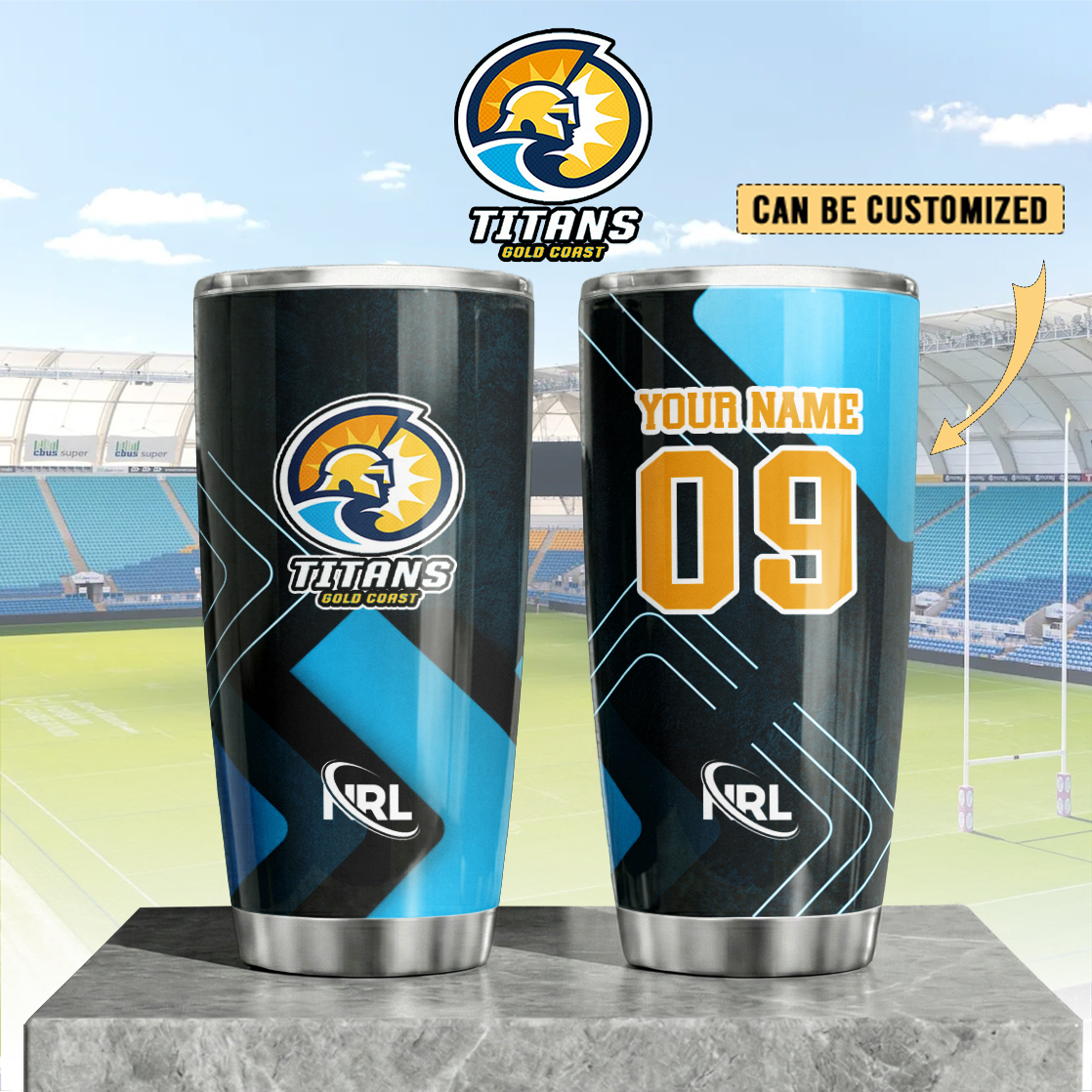 Auspiritmerch Gold Coast Titans Custom Stanley Quencher 20oz Stainless Steel Tumbler