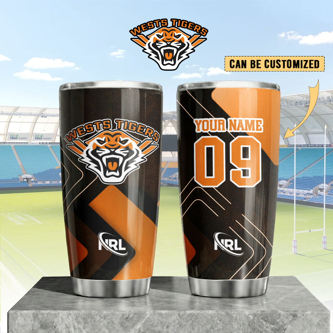 Auspiritmerch Wests Tigers Custom Stanley Quencher 20oz Stainless Steel Tumbler