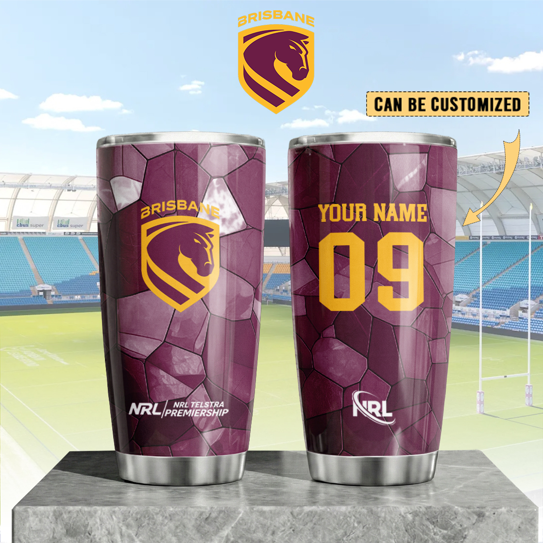 Auspiritmerch Brisbane Broncos Custom Stanley Quencher 20oz Stainless Steel Tumbler