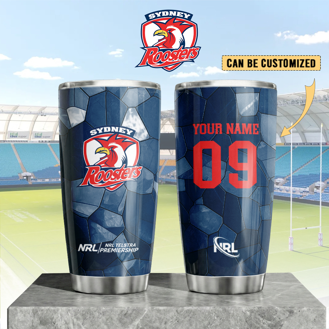 Auspiritmerch Sydney Roosters Custom Stanley Quencher 20oz Stainless Steel Tumbler