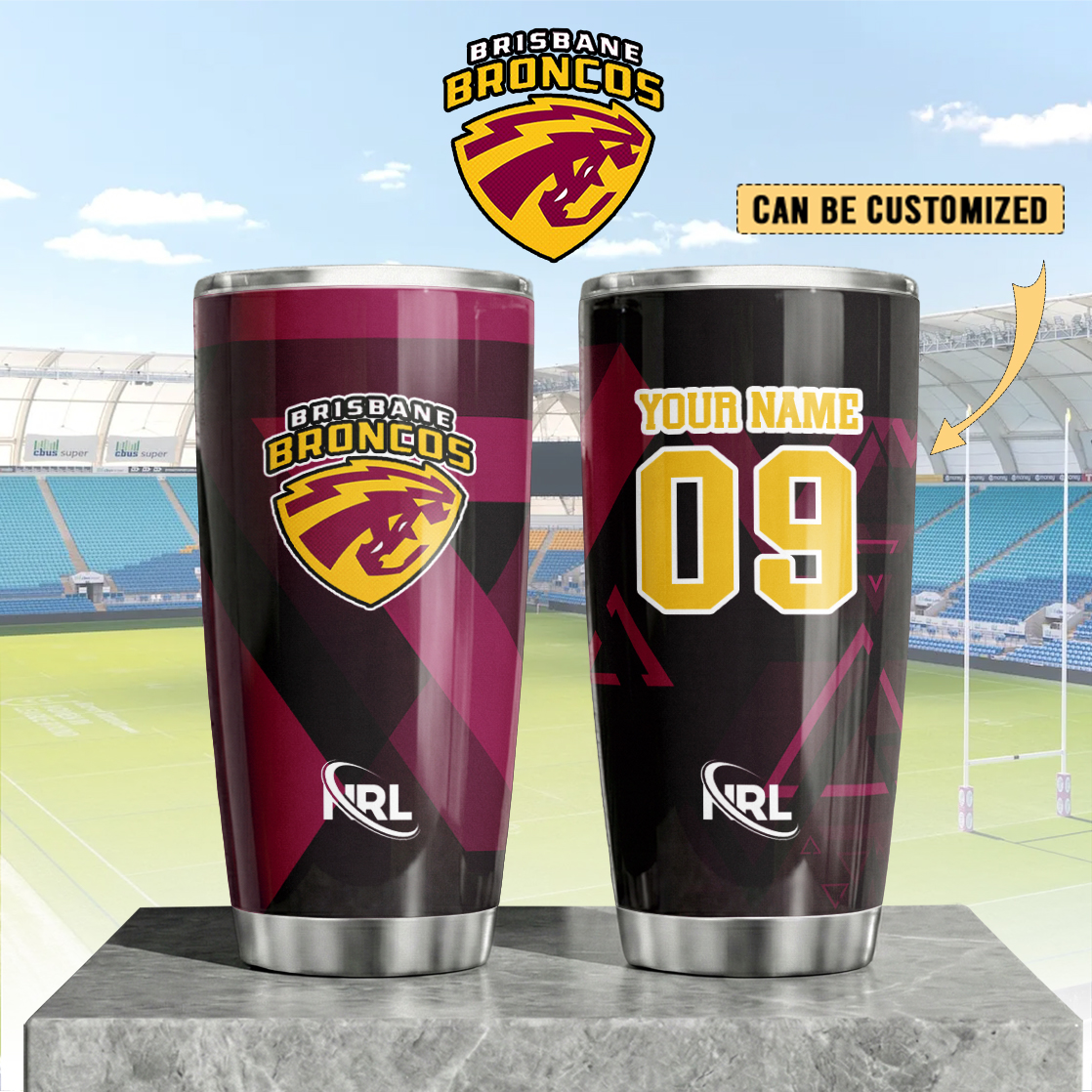 Auspiritmerch Brisbane Broncos Custom Stanley Quencher 20oz Stainless Steel Tumbler