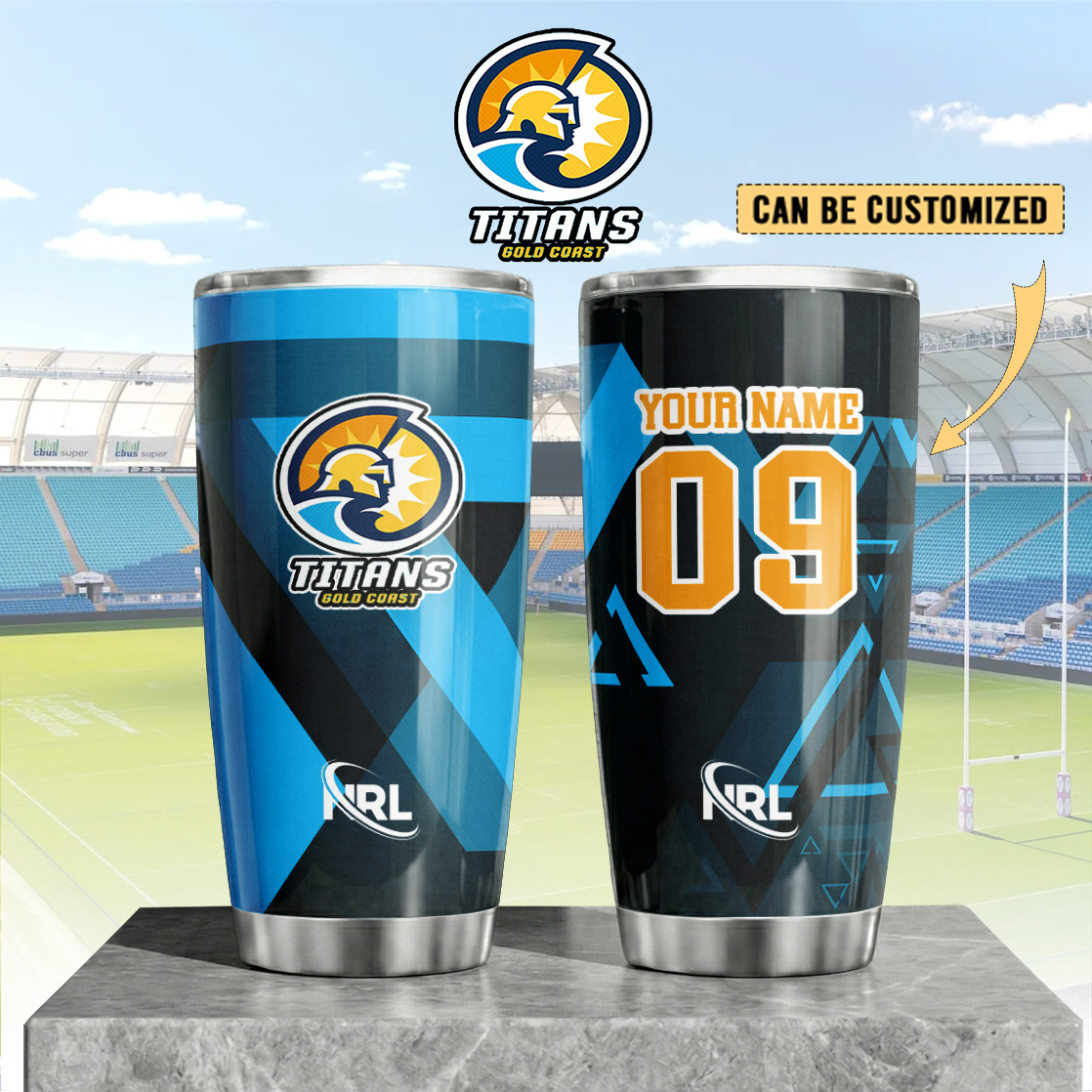 Auspiritmerch Gold Coast Titans Custom Stanley Quencher 20oz Stainless Steel Tumbler