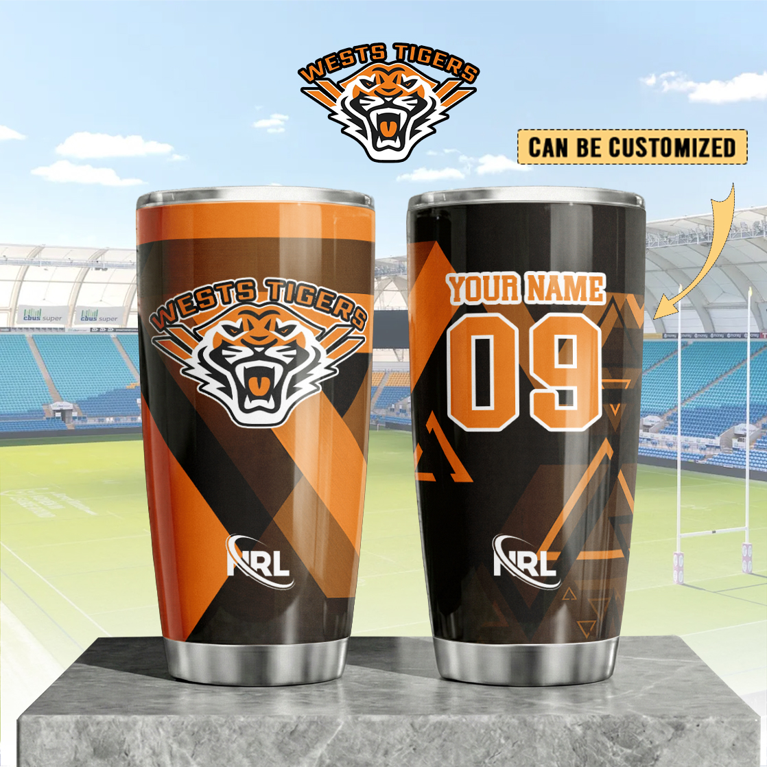 Auspiritmerch Wests Tigers Custom Stanley Quencher 20oz Stainless Steel Tumbler