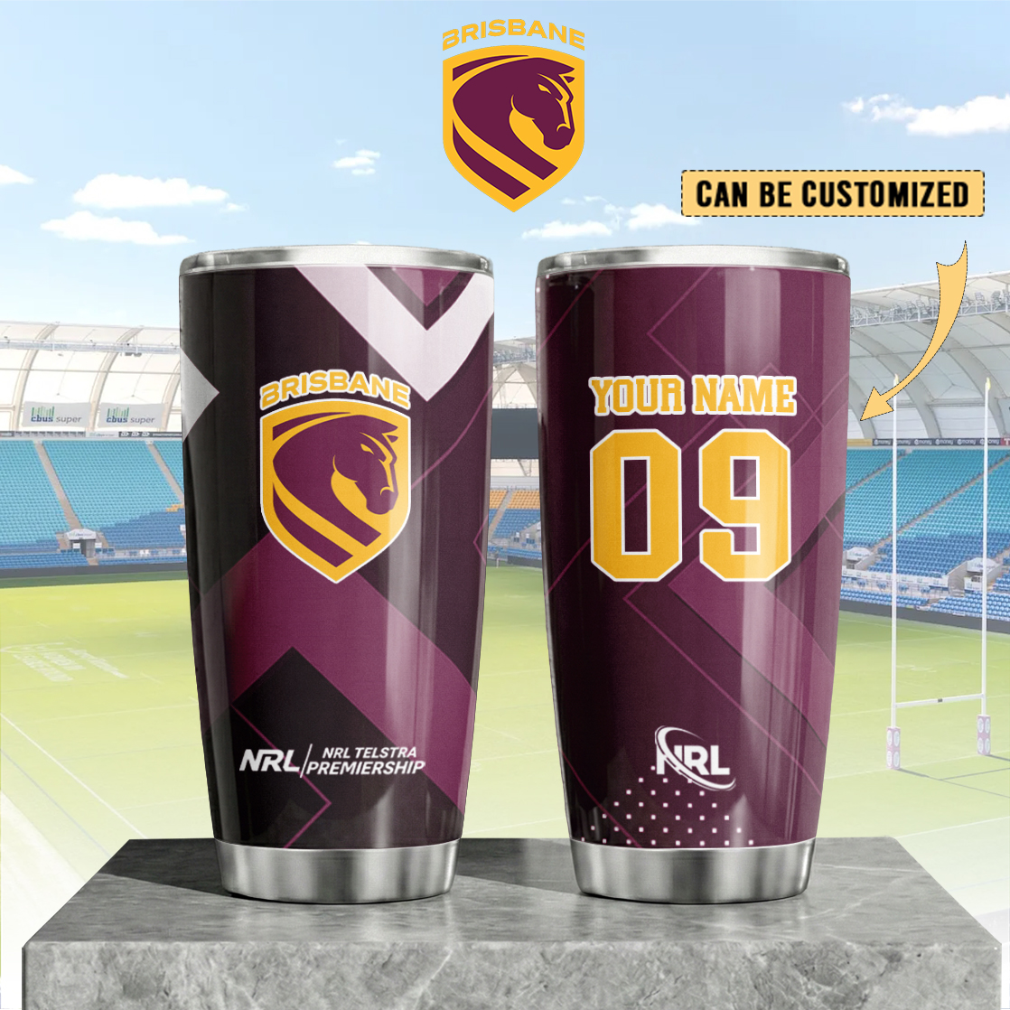 Auspiritmerch Brisbane Broncos Custom Stanley Quencher 20oz Stainless Steel Tumbler