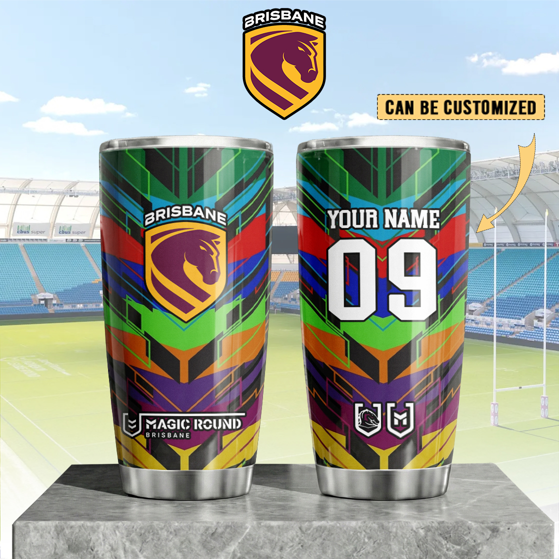 Auspiritmerch Brisbane Broncos Custom Stanley Quencher 20oz Stainless Steel Tumbler