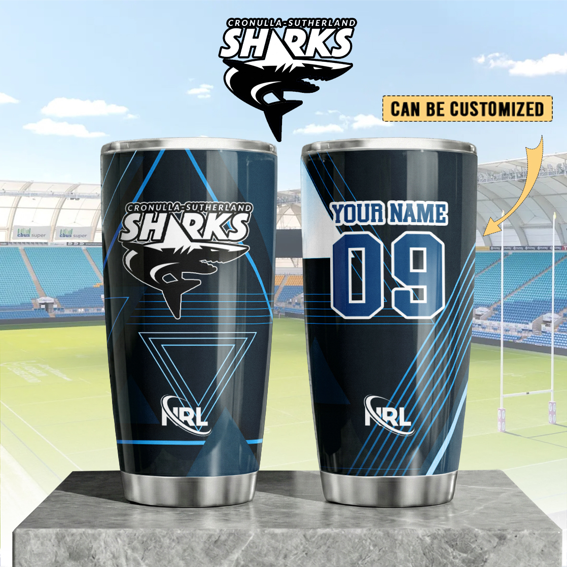 Auspiritmerch Cronulla-Sutherland Sharks Custom Stanley Quencher 20oz Stainless Steel Tumbler