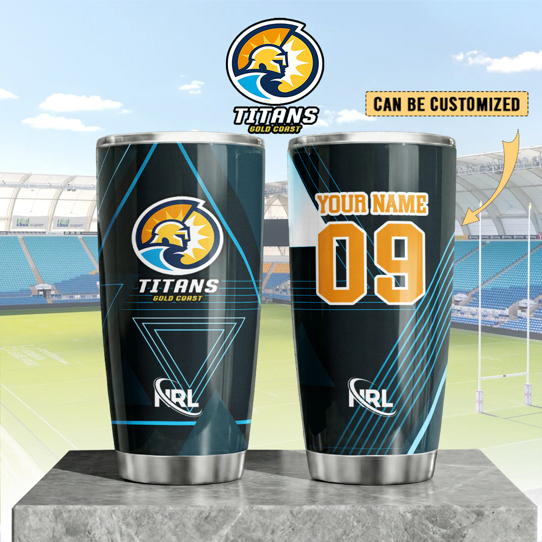 Auspiritmerch Gold Coast Titans Custom Stanley Quencher 20oz Stainless Steel Tumbler