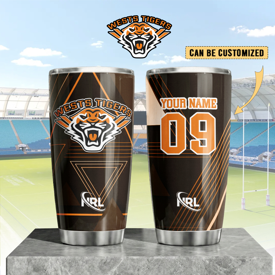 Auspiritmerch Wests Tigers Custom Stanley Quencher 20oz Stainless Steel Tumbler