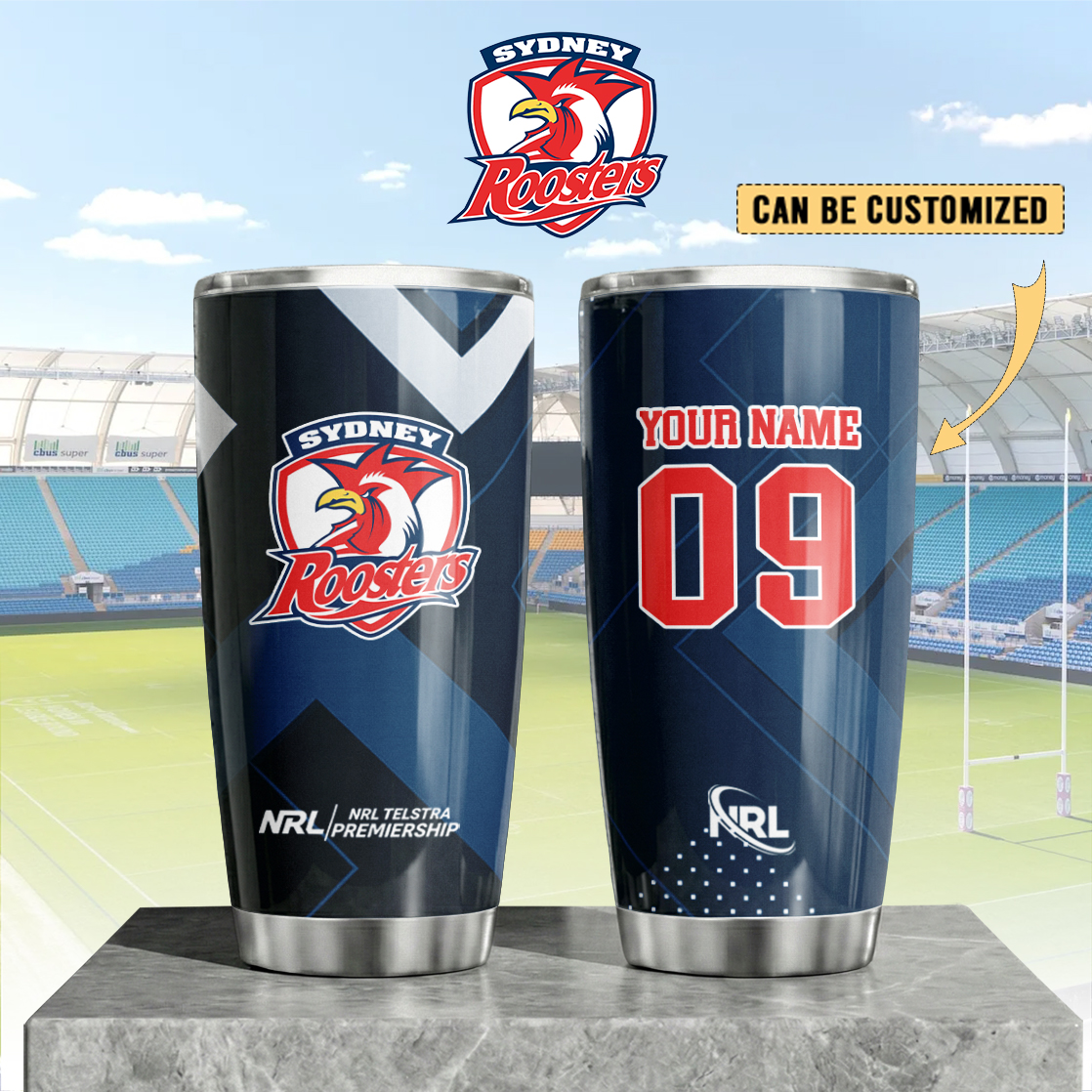 Auspiritmerch Sydney Roosters Custom Stanley Quencher 20oz Stainless Steel Tumbler