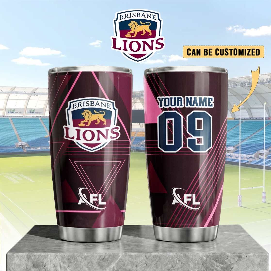 Auspiritmerch Brisbane Lions Custom Stanley Quencher 20oz Stainless Steel Tumbler
