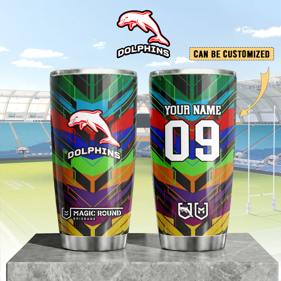 Auspiritmerch Dolphins Custom Stanley Quencher 20oz Stainless Steel Tumbler