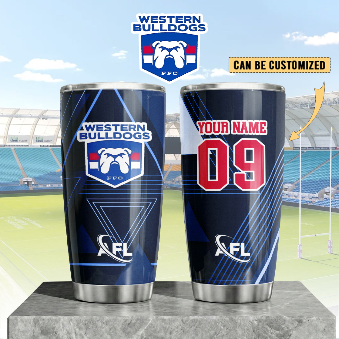 Auspiritmerch Western Bulldogs Custom Stanley Quencher 20oz Stainless Steel Tumbler