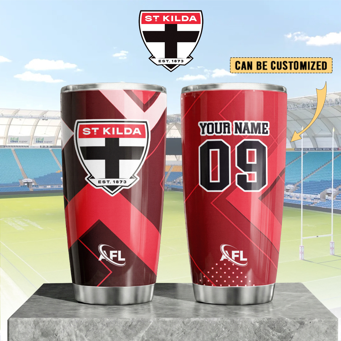 Auspiritmerch St Kilda Saints Custom Stanley Quencher 20oz Stainless Steel Tumbler