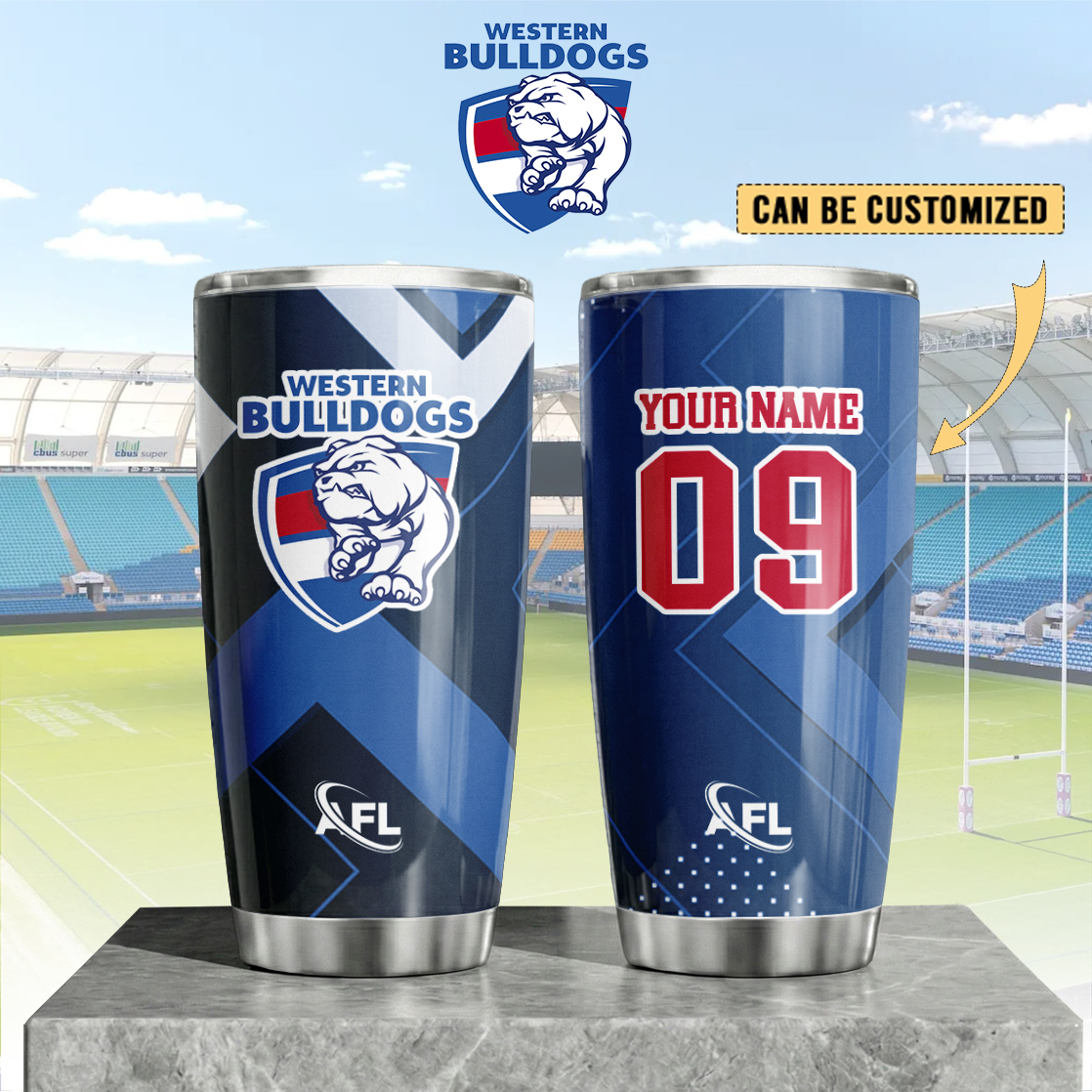 Auspiritmerch Western Bulldogs Custom Stanley Quencher 20oz Stainless Steel Tumbler