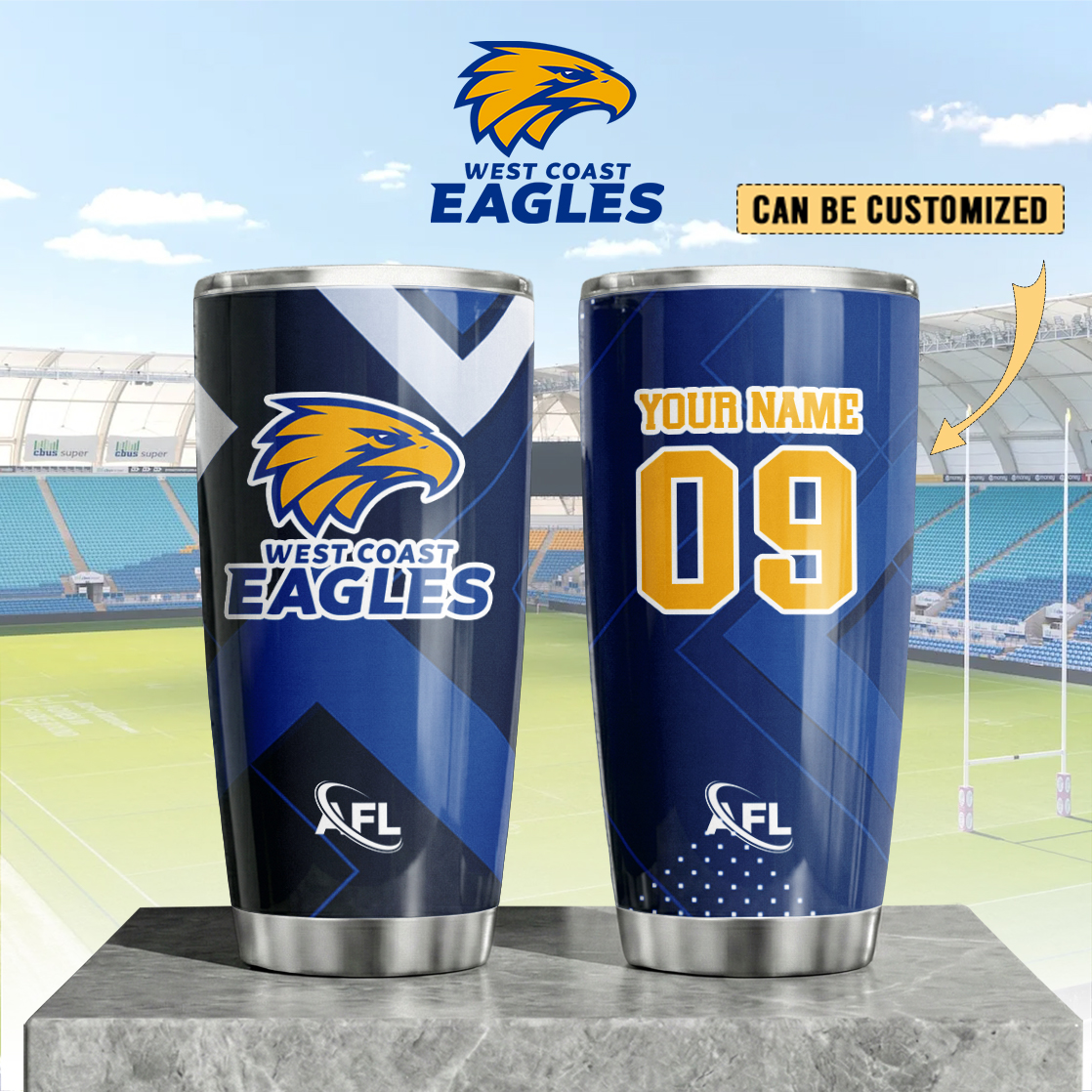 Auspiritmerch West Coast Eagles Custom Stanley Quencher 20oz Stainless Steel Tumbler