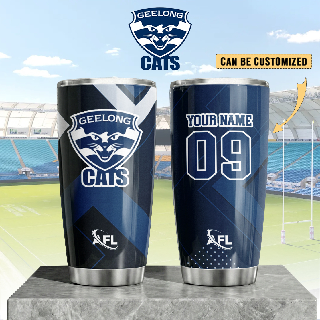 Auspiritmerch Geelong Cats Custom Stanley Quencher 20oz Stainless Steel Tumbler