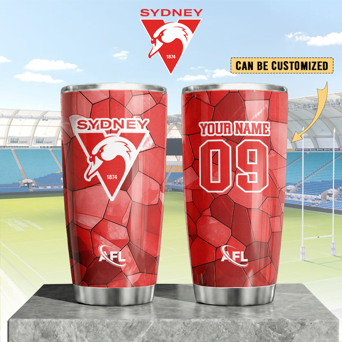 Auspiritmerch Sydney Swans Custom Stanley Quencher 20oz Stainless Steel Tumbler