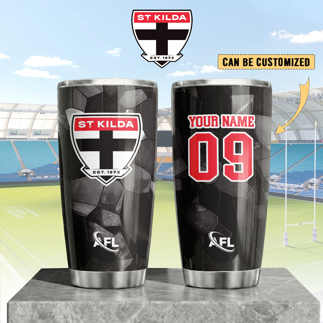 Auspiritmerch St Kilda Saints Custom Stanley Quencher 20oz Stainless Steel Tumbler