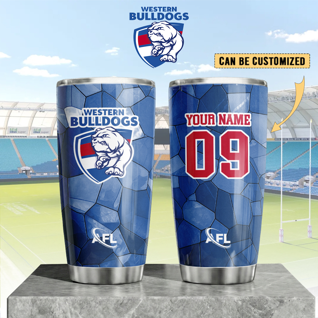 Auspiritmerch Western Bulldogs Custom Stanley Quencher 20oz Stainless Steel Tumbler