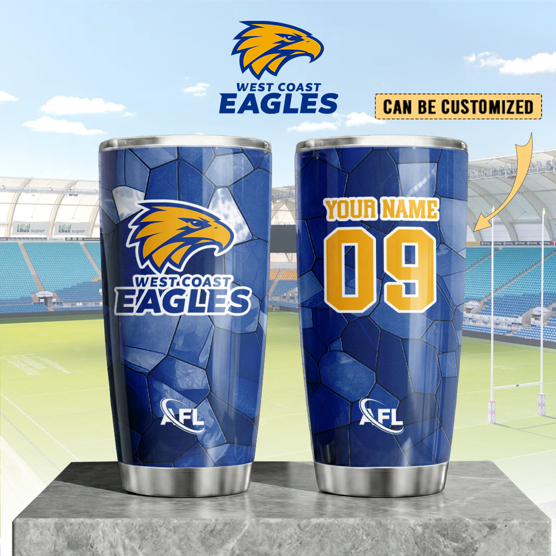 Auspiritmerch West Coast Eagles Custom Stanley Quencher 20oz Stainless Steel Tumbler