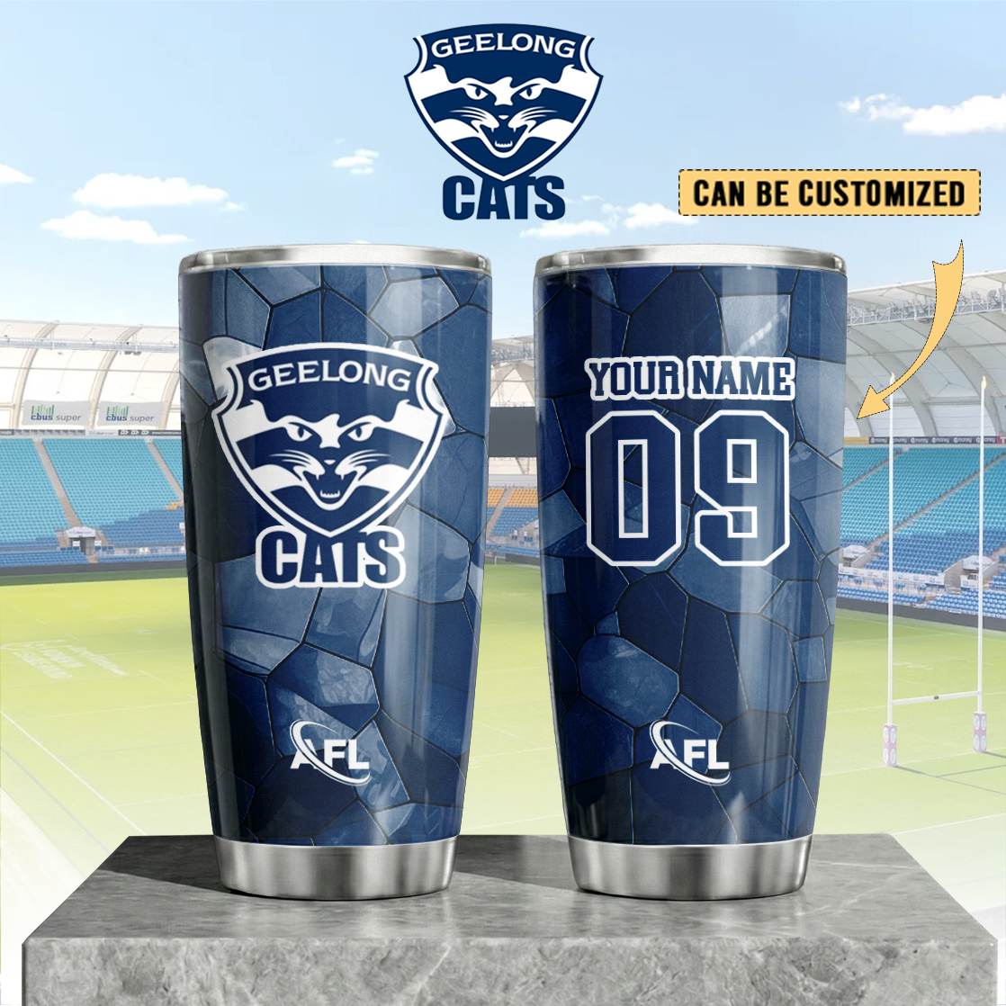 Auspiritmerch Geelong Cats Custom Stanley Quencher 20oz Stainless Steel Tumbler