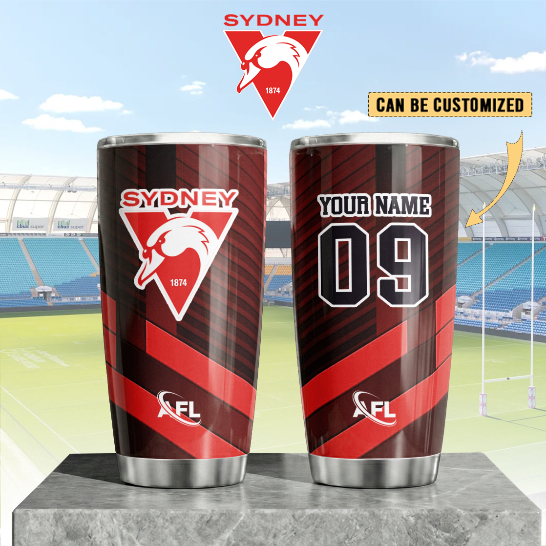 Auspiritmerch Sydney Swans Custom Stanley Quencher 20oz Stainless Steel Tumbler