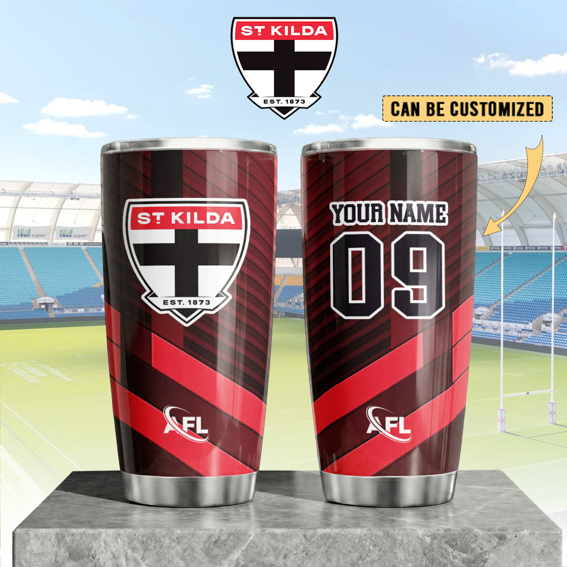 Auspiritmerch St Kilda Saints Custom Stanley Quencher 20oz Stainless Steel Tumbler