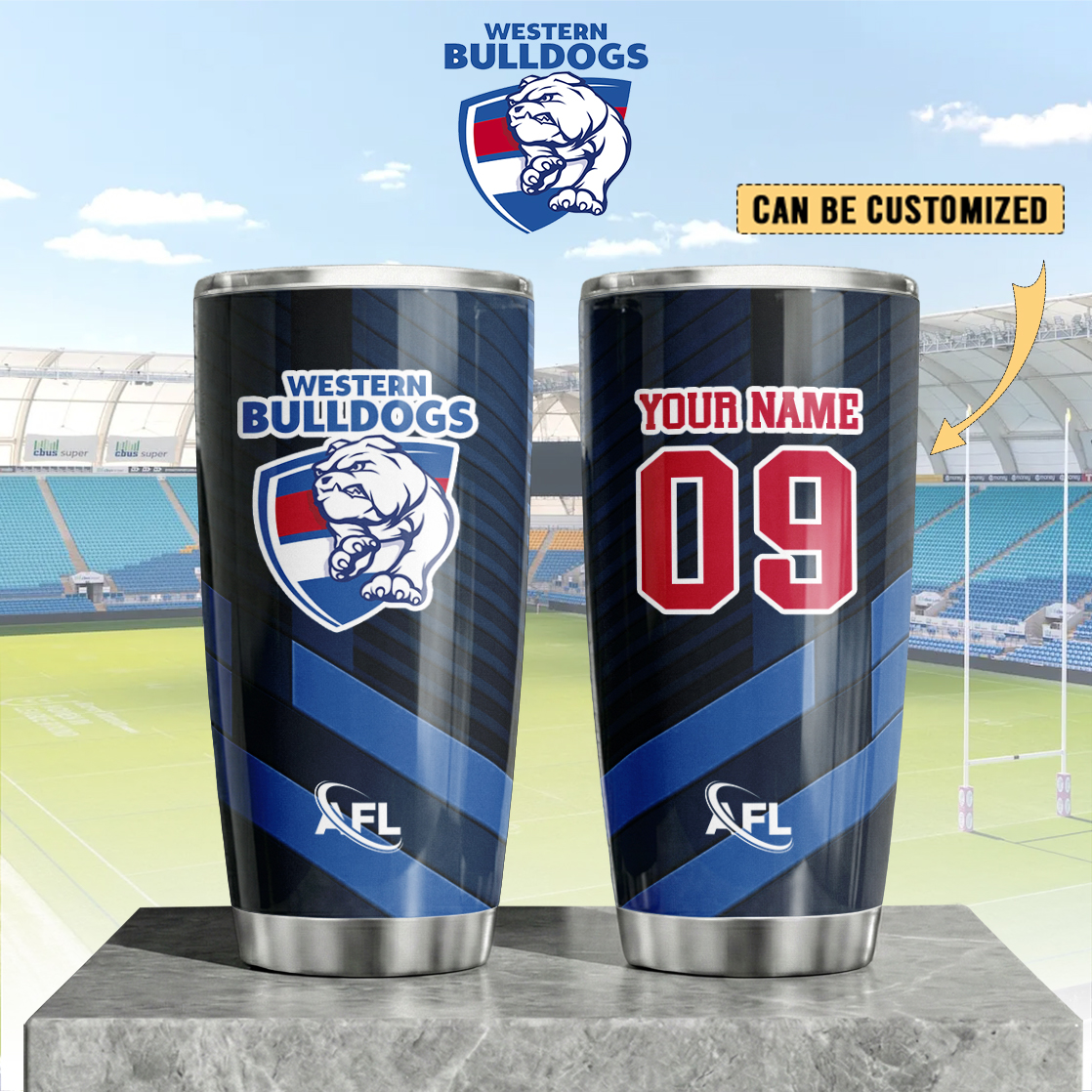 Auspiritmerch Western Bulldogs Custom Stanley Quencher 20oz Stainless Steel Tumbler