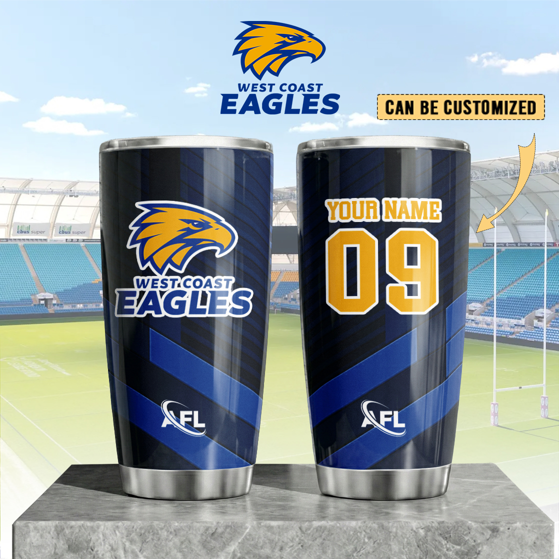 Auspiritmerch West Coast Eagles Custom Stanley Quencher 20oz Stainless Steel Tumbler