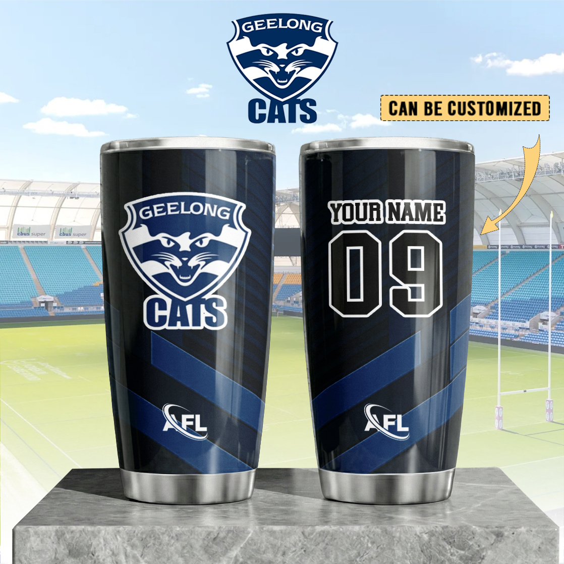 Auspiritmerch Geelong Cats Custom Stanley Quencher 20oz Stainless Steel Tumbler