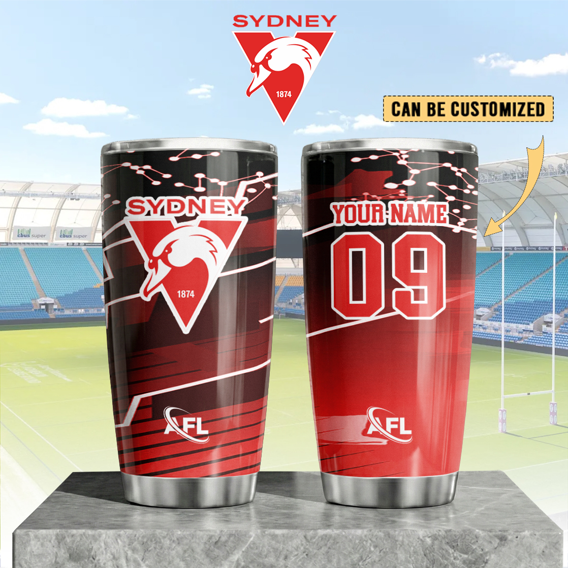 Auspiritmerch Sydney Swans Custom Stanley Quencher 20oz Stainless Steel Tumbler
