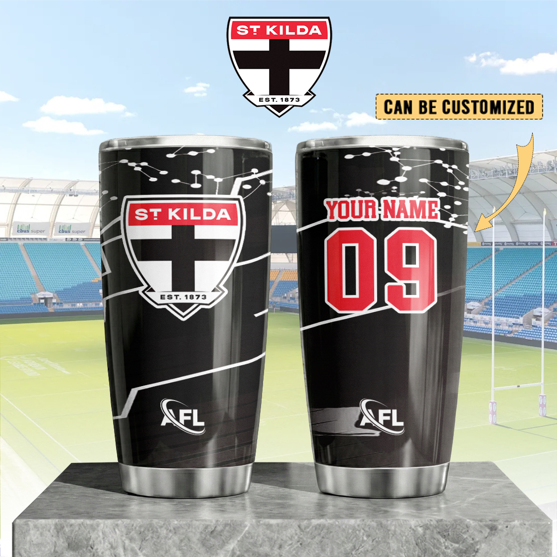Auspiritmerch St Kilda Saints Custom Stanley Quencher 20oz Stainless Steel Tumbler