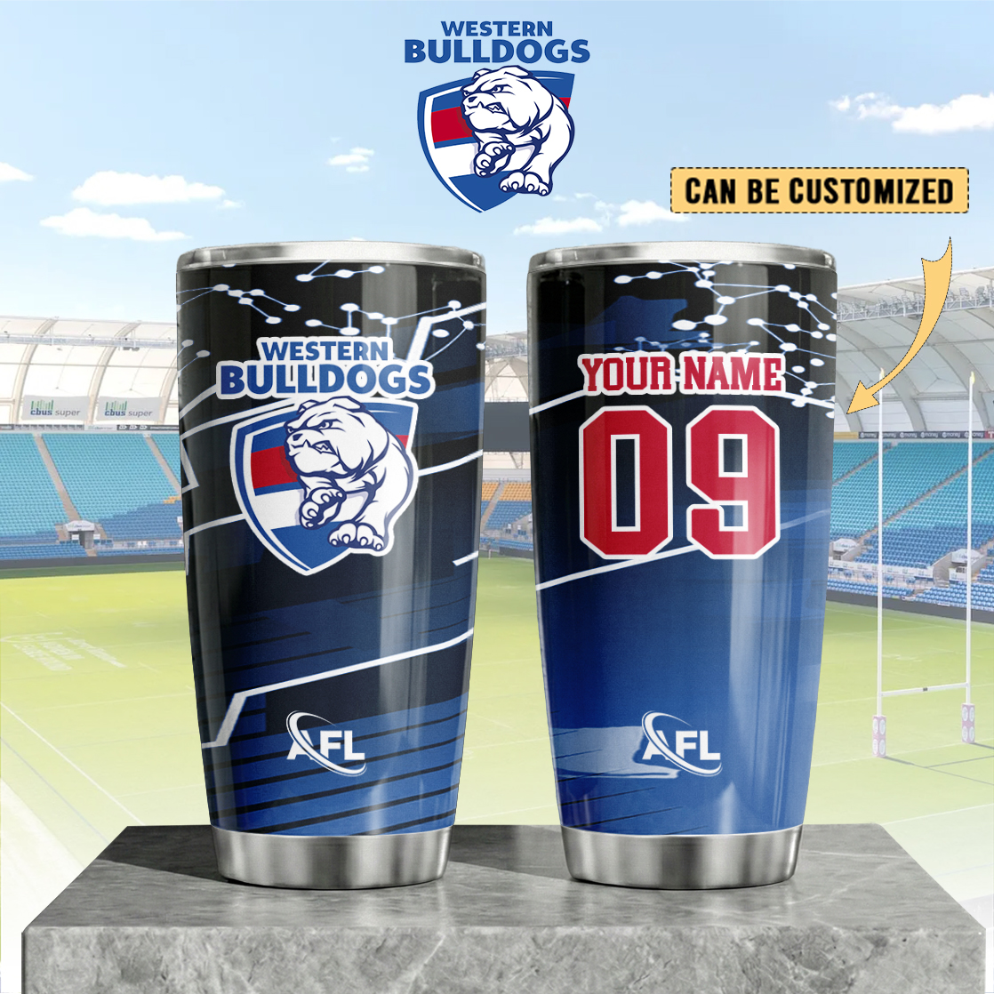 Auspiritmerch Western Bulldogs Custom Stanley Quencher 20oz Stainless Steel Tumbler
