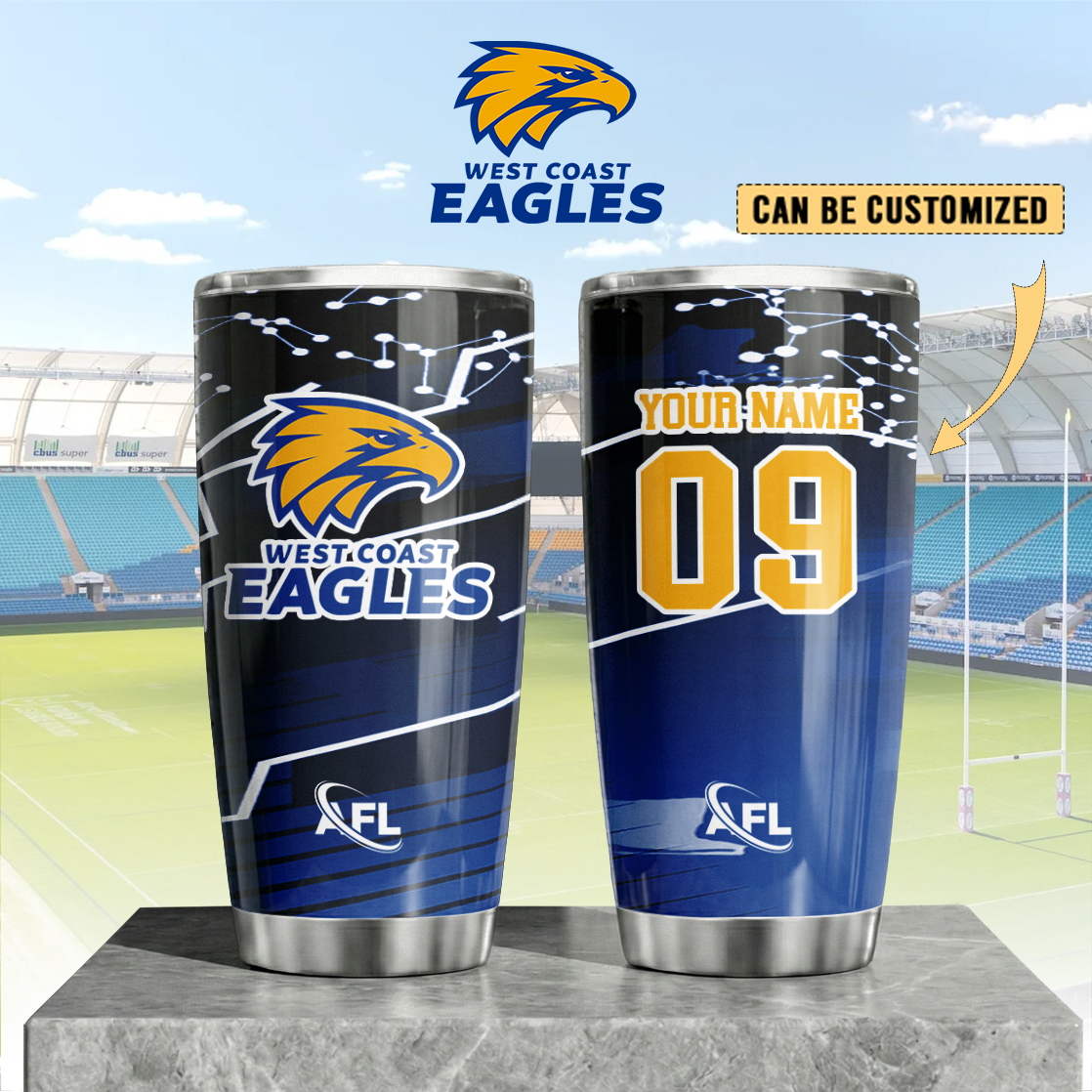 Auspiritmerch West Coast Eagles Custom Stanley Quencher 20oz Stainless Steel Tumbler