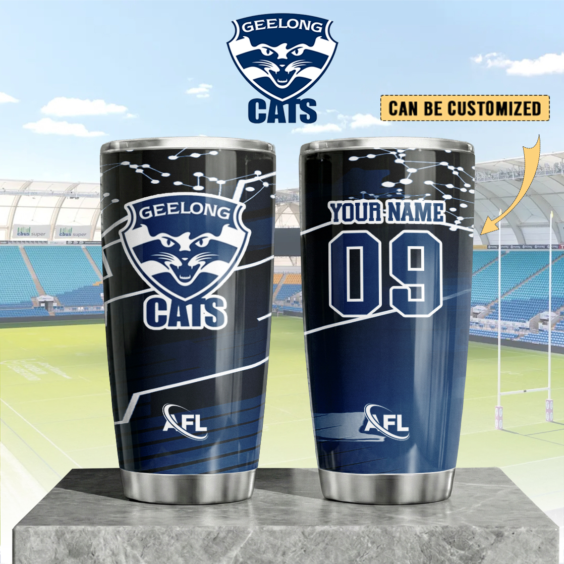 Auspiritmerch Geelong Cats Custom Stanley Quencher 20oz Stainless Steel Tumbler