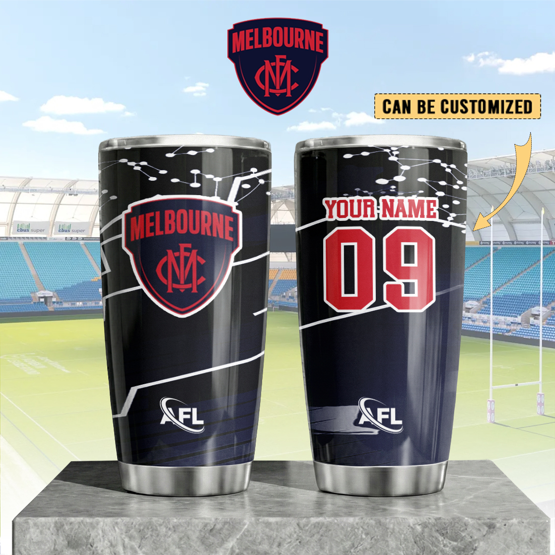 Auspiritmerch Melbourne Demons Custom Stanley Quencher 20oz Stainless Steel Tumbler