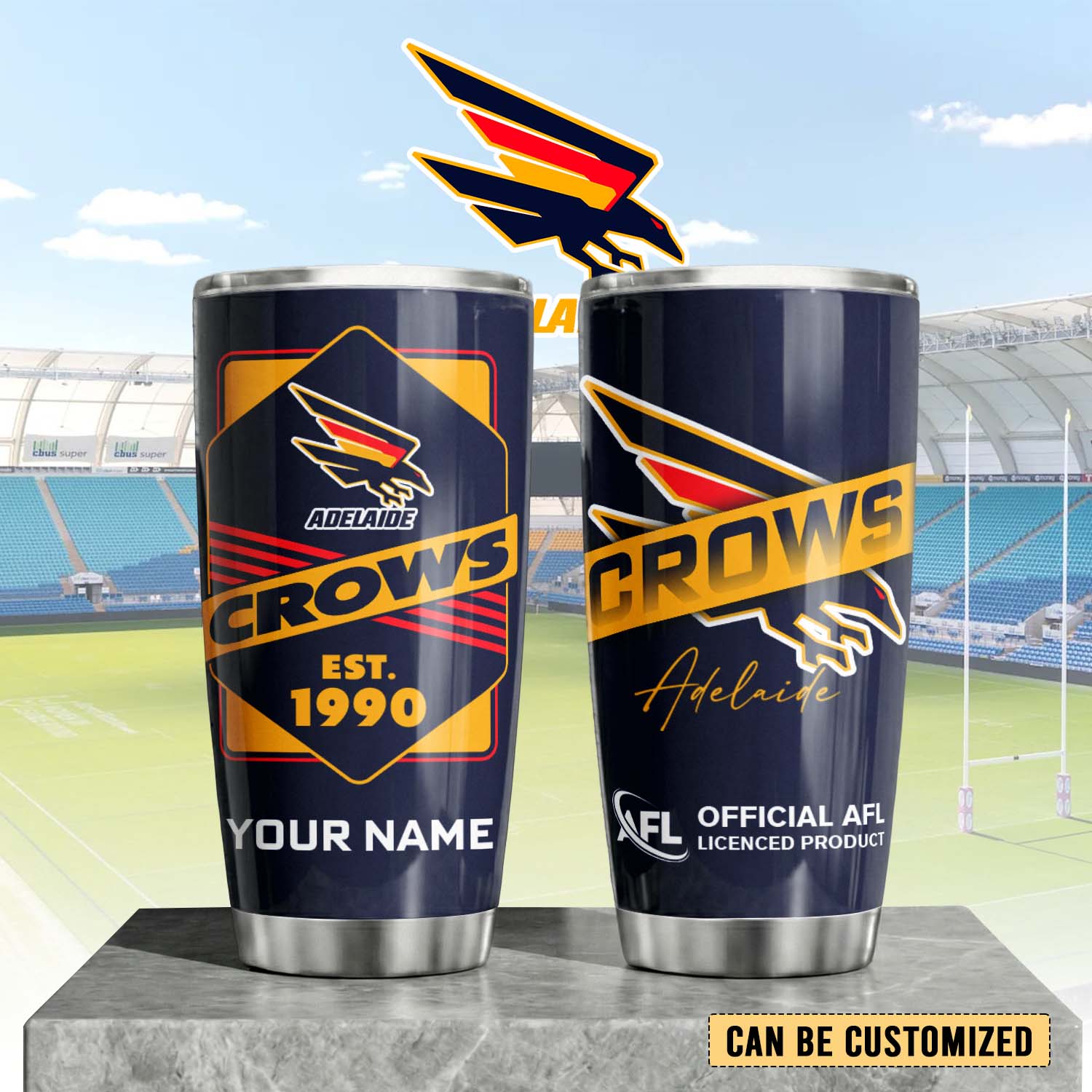 Auspiritmerch Adelaide Crows Custom Stanley Quencher 20oz Stainless Steel Tumbler