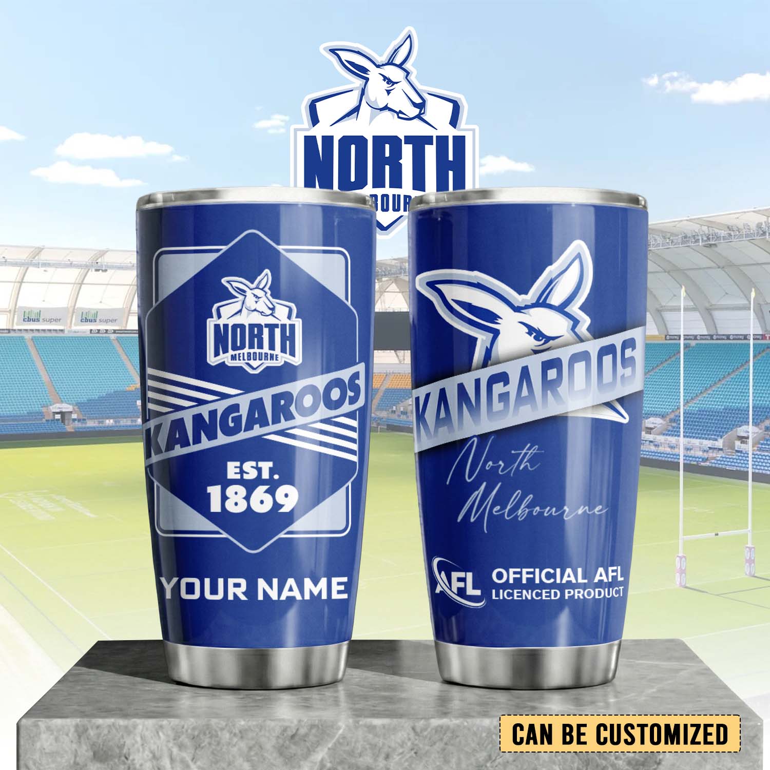 Auspiritmerch North Melbourne Custom Stanley Quencher 20oz Stainless Steel Tumbler