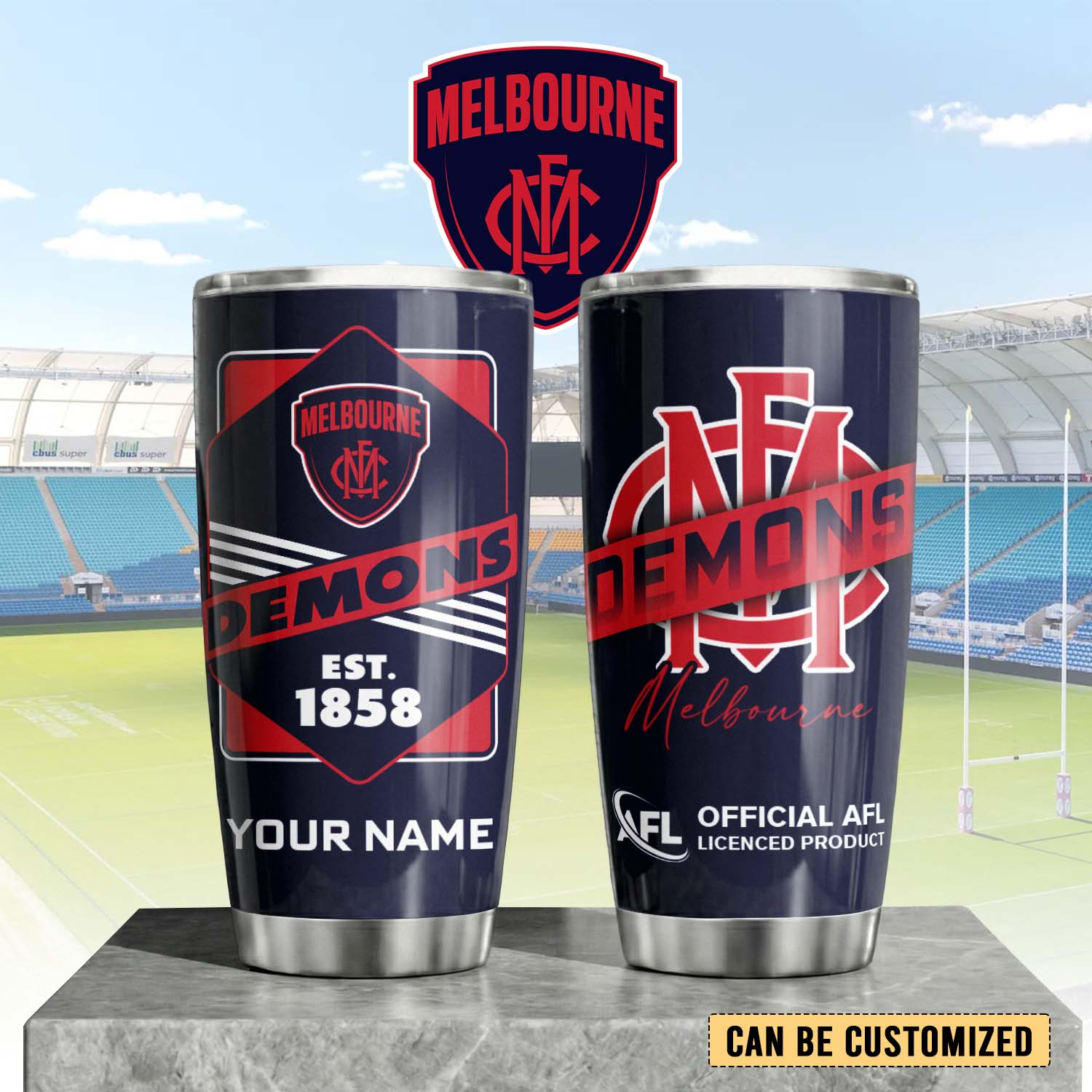 Auspiritmerch Melbourne Demons Custom Stanley Quencher 20oz Stainless Steel Tumbler