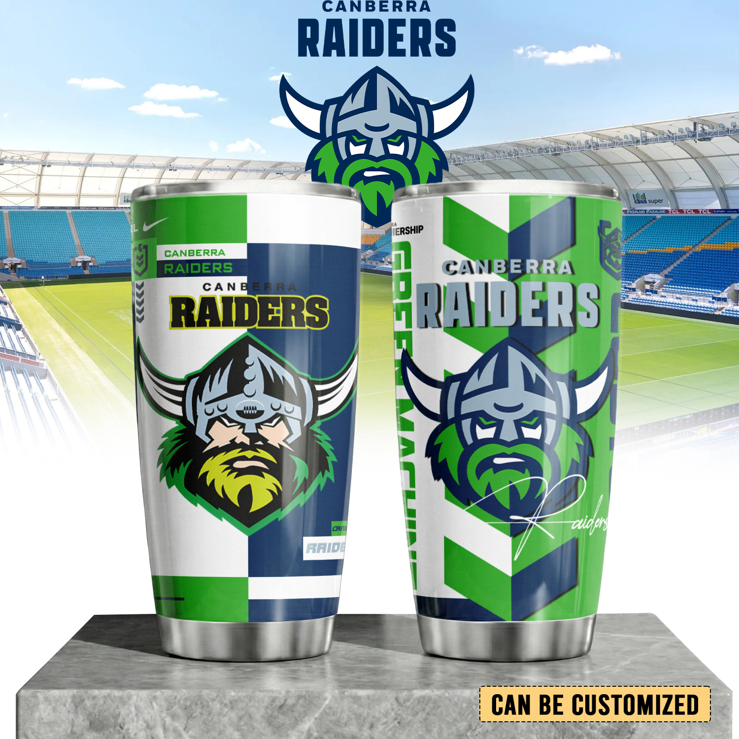 Auspiritmerch Canberra Raiders Custom Stanley Quencher 20oz Stainless Steel Tumbler