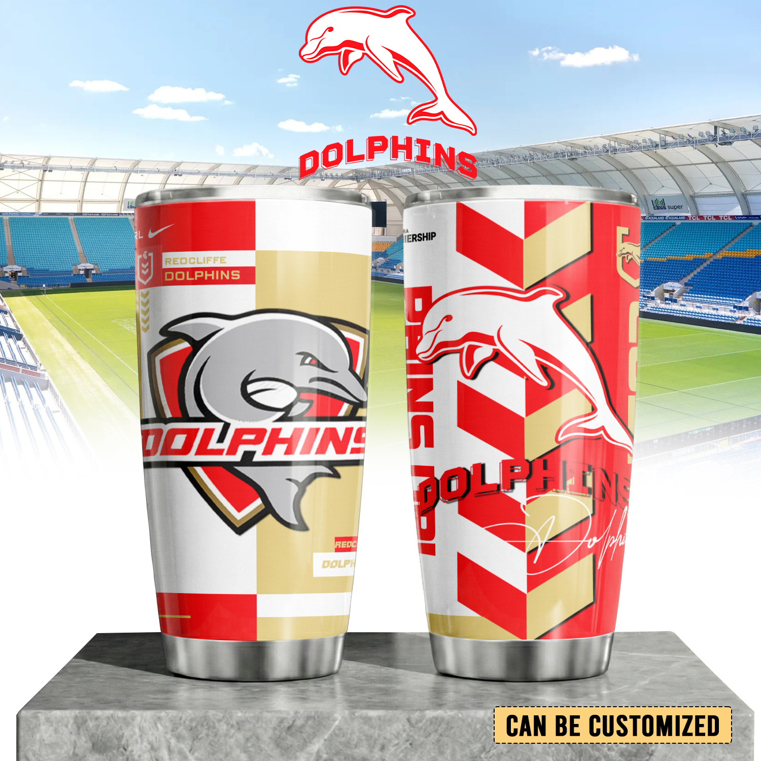 Auspiritmerch Dolphins Custom Stanley Quencher 20oz Stainless Steel Tumbler