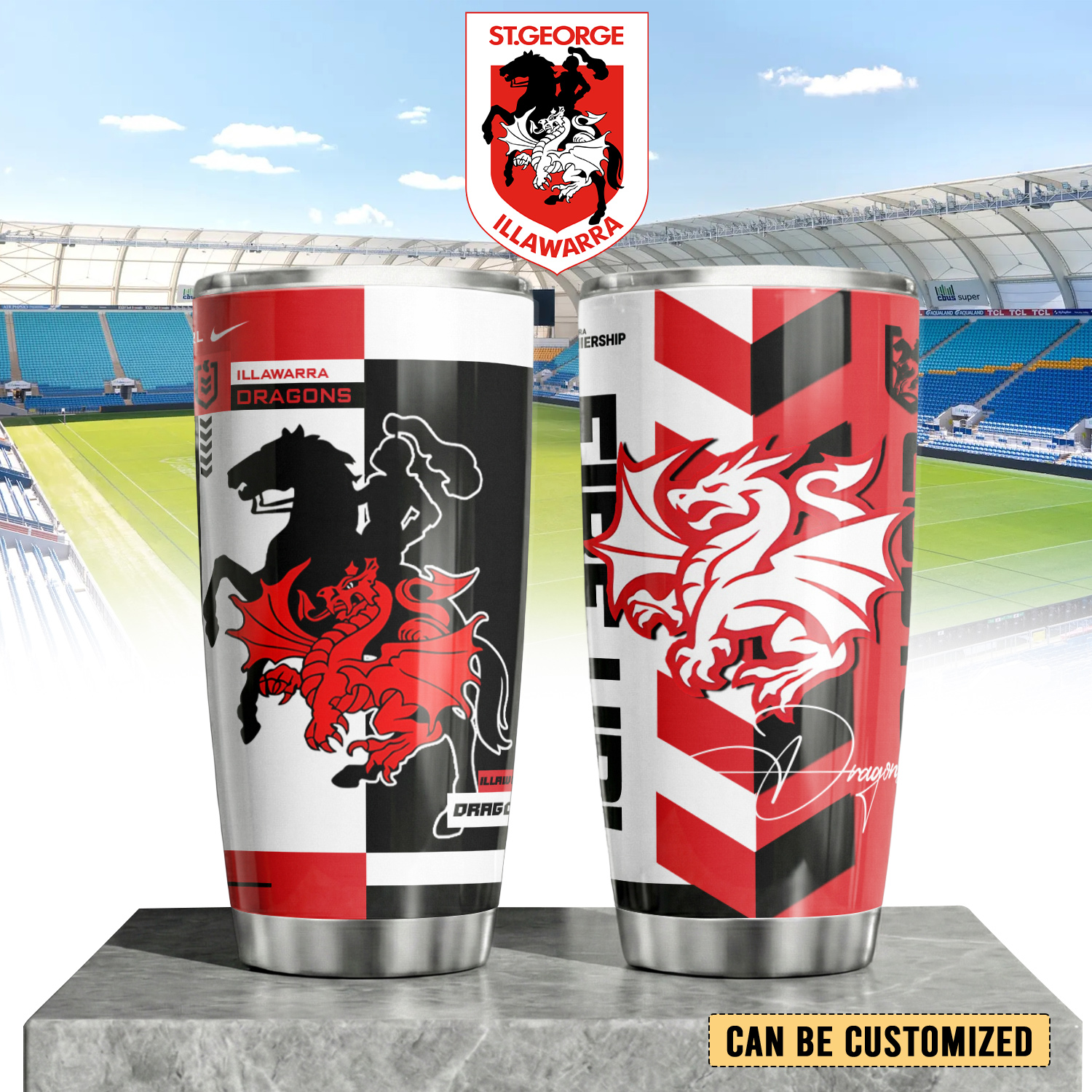 Auspiritmerch St. George Illawarra Dragons Custom Stanley Quencher 20oz Stainless Steel Tumbler