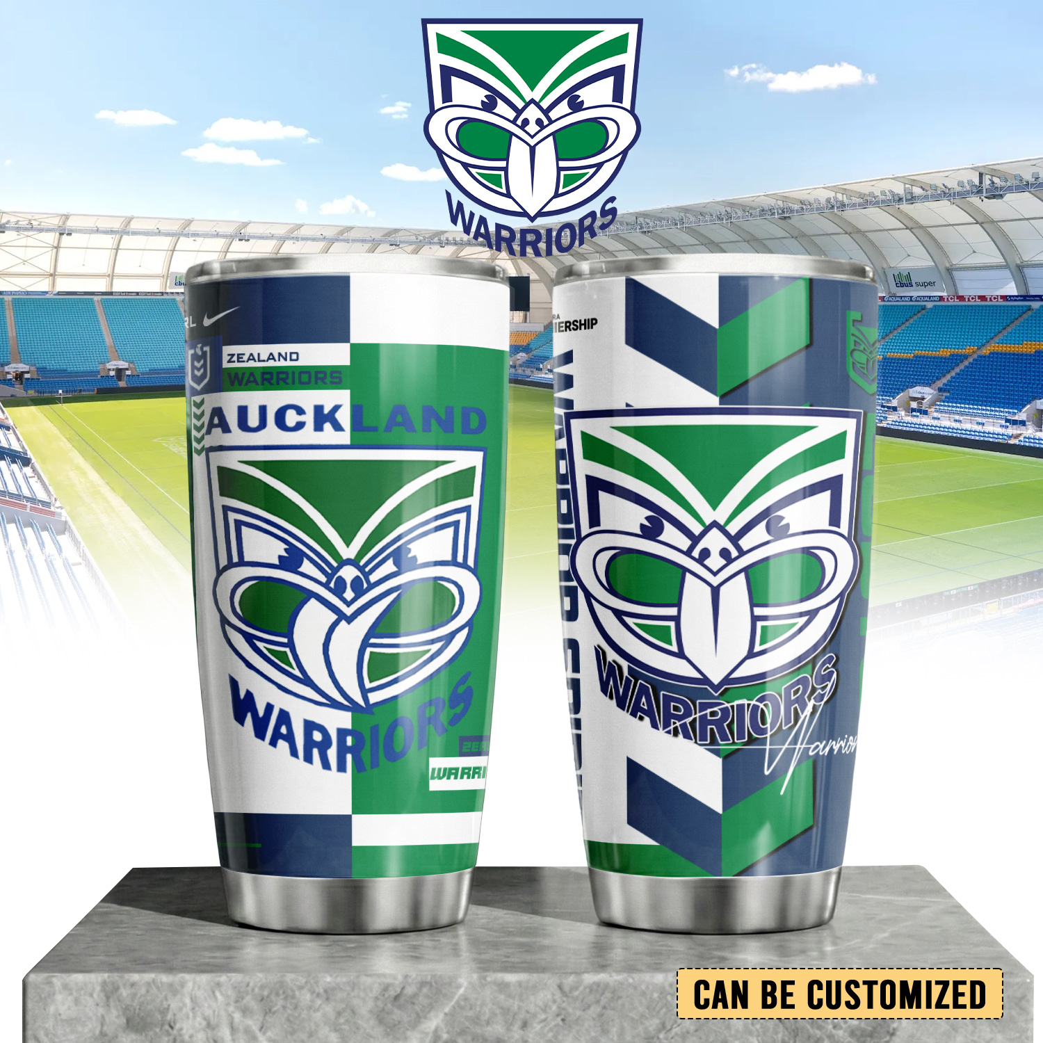 Auspiritmerch New Zealand Warriors Custom Stanley Quencher 20oz Stainless Steel Tumbler