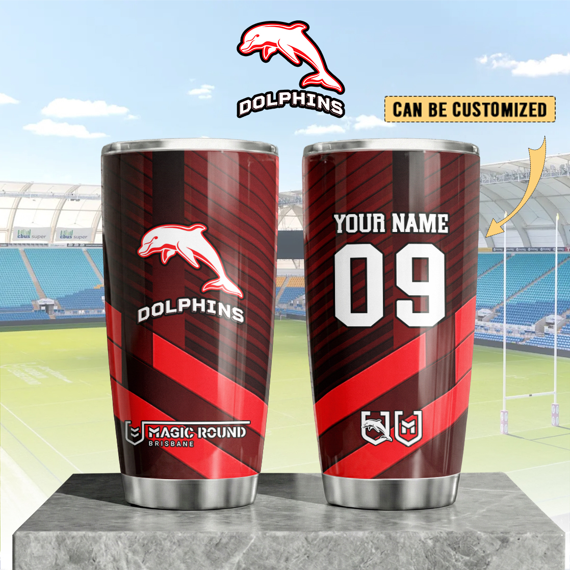 Auspiritmerch Dolphins Custom Stanley Quencher 20oz Stainless Steel Tumbler