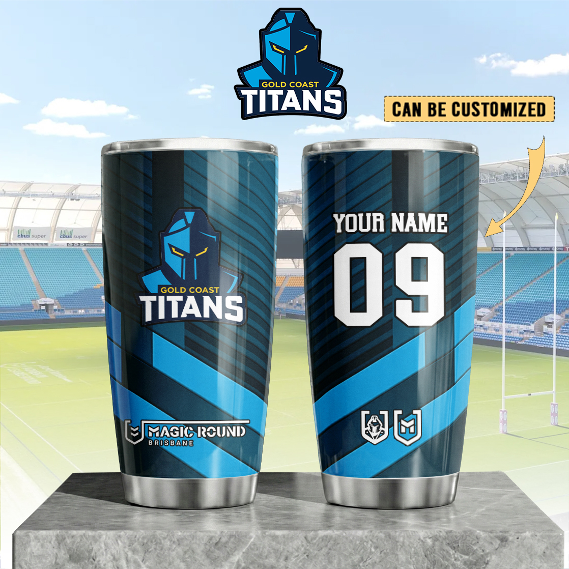 Auspiritmerch Gold Coast Titans Custom Stanley Quencher 20oz Stainless Steel Tumbler