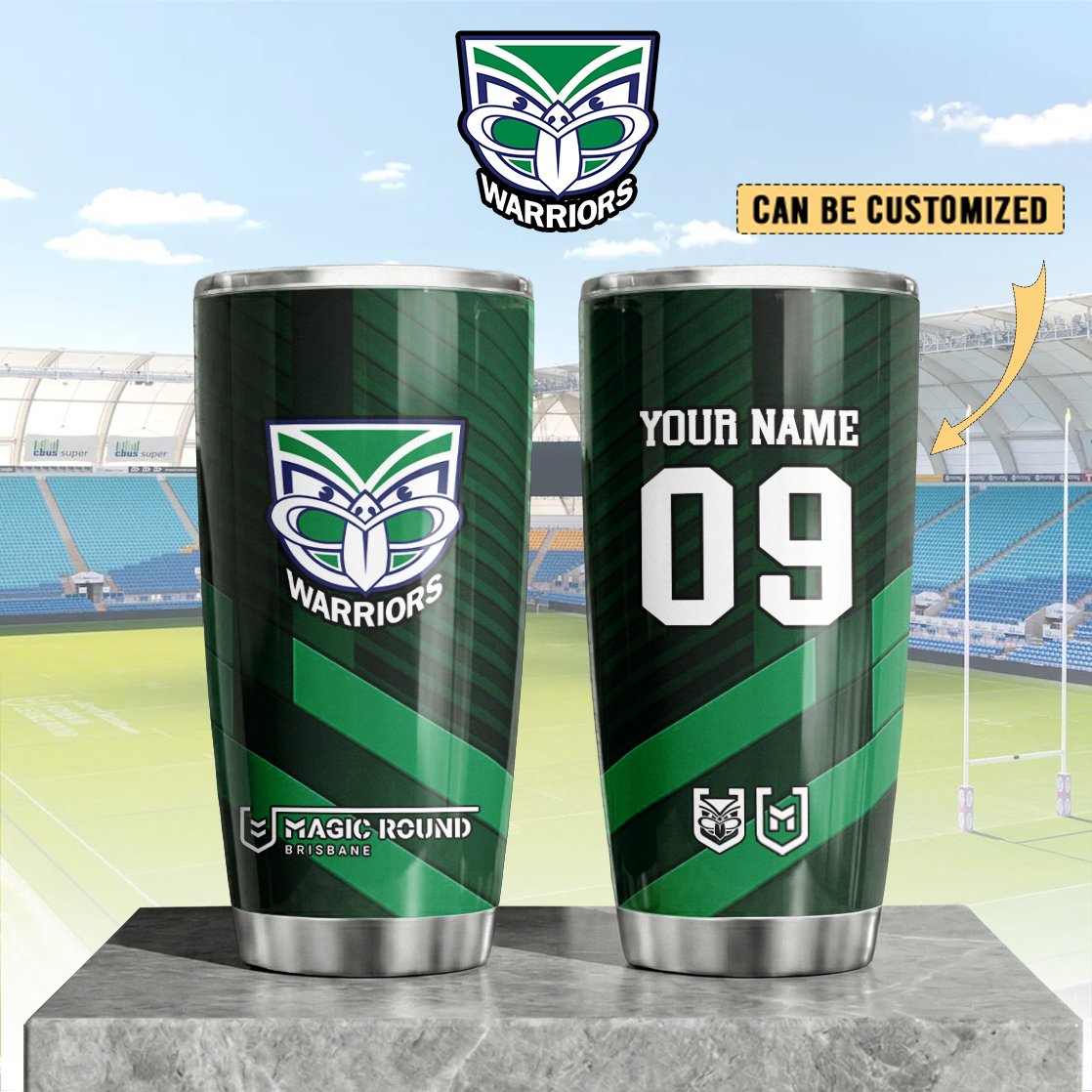 Auspiritmerch New Zealand Warriors Custom Stanley Quencher 20oz Stainless Steel Tumbler