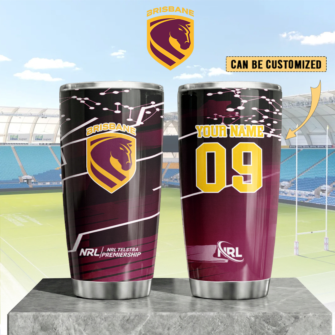 Auspiritmerch Brisbane Broncos Custom Stanley Quencher 20oz Stainless Steel Tumbler