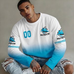 Auspiritmerch Cronulla-Sutherland Sharks Gradient Color Long Sweatshirt Personalized Gifts